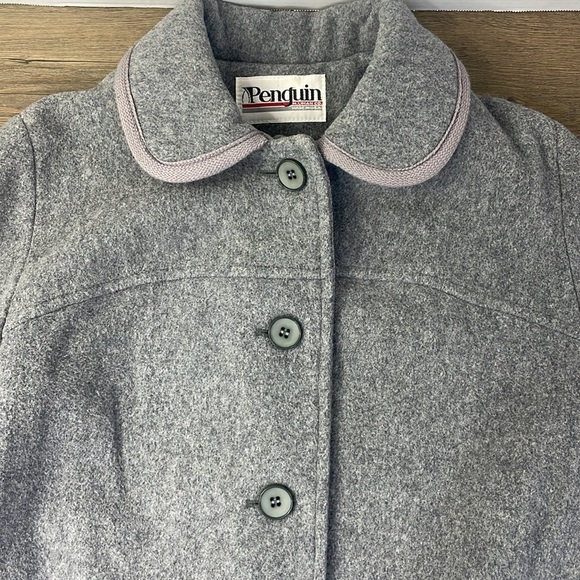 Vintage Penguin Women’s 100% Wool Grey Pea Coat, Thinsulate, size 12 - Picture 5 of 10
